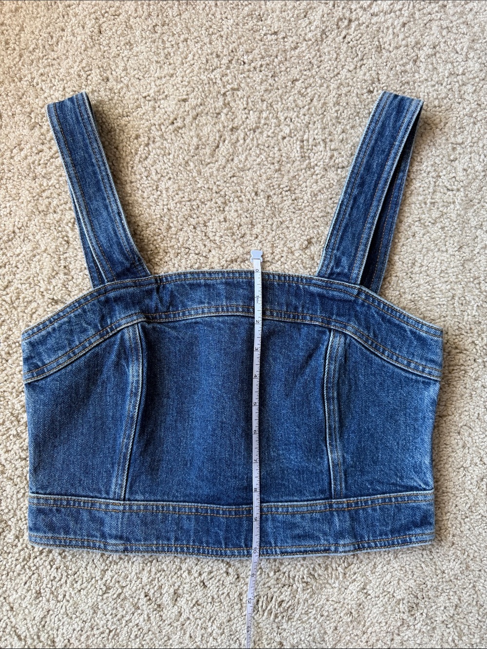 Sezane Hermance Top in Dark Blue Denim - Picture 7 of 11